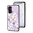 Funda Bumper Silicona Gel Espejo Flores Carcasa S01 para Samsung Galaxy F13 4G Purpura Claro
