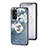 Funda Bumper Silicona Gel Espejo Flores Carcasa S01 para Samsung Galaxy M13 4G Azul