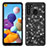 Funda Bumper Silicona y Plastico Carcasa Frontal y Trasera 360 Grados Bling-Bling JX1 para Samsung Galaxy A21 Negro