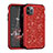 Funda Bumper Silicona y Plastico Carcasa Frontal y Trasera 360 Grados Bling-Bling para Apple iPhone 11 Pro Max Rojo