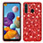 Funda Bumper Silicona y Plastico Carcasa Frontal y Trasera 360 Grados Bling-Bling para Samsung Galaxy A21 Rojo