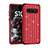 Funda Bumper Silicona y Plastico Carcasa Frontal y Trasera 360 Grados Bling-Bling U01 para Samsung Galaxy S10 5G Rojo