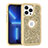 Funda Bumper Silicona y Plastico Carcasa Frontal y Trasera 360 Grados Bling-Bling YJ1 para Apple iPhone 13 Pro Max Oro