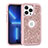 Funda Bumper Silicona y Plastico Carcasa Frontal y Trasera 360 Grados Bling-Bling YJ1 para Apple iPhone 13 Pro Max Oro Rosa