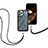Funda Bumper Silicona y Plastico Carcasa Frontal y Trasera 360 Grados con Acollador Cordon Lanyard para Apple iPhone 13 Pro Max Negro