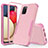 Funda Bumper Silicona y Plastico Carcasa Frontal y Trasera 360 Grados MQ1 para Samsung Galaxy M02s Oro Rosa