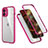 Funda Bumper Silicona y Plastico Carcasa Frontal y Trasera 360 Grados R05 para Apple iPhone 12 Mini Rosa Roja