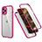 Funda Bumper Silicona y Plastico Carcasa Frontal y Trasera 360 Grados R05 para Apple iPhone 12 Pro Max Rosa Roja