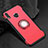 Funda Bumper Silicona y Plastico Mate Carcasa con Anillo de dedo Soporte para Huawei Honor View 10 Lite Rojo