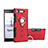Funda Bumper Silicona y Plastico Mate Carcasa con Anillo de dedo Soporte para Sony Xperia XZ1 Compact Rojo