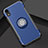 Funda Bumper Silicona y Plastico Mate Carcasa con Anillo de dedo Soporte S01 para Apple iPhone XR Azul