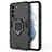 Funda Bumper Silicona y Plastico Mate Carcasa con Magnetico Anillo de dedo Soporte A01 para Samsung Galaxy S21 5G Negro