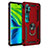 Funda Bumper Silicona y Plastico Mate Carcasa con Magnetico Anillo de dedo Soporte D01 para Xiaomi Mi Note 10 Pro Rojo