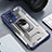 Funda Bumper Silicona y Plastico Mate Carcasa con Magnetico Anillo de dedo Soporte J01S para Samsung Galaxy F22 4G Azul