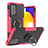 Funda Bumper Silicona y Plastico Mate Carcasa con Magnetico Anillo de dedo Soporte J01X para Samsung Galaxy A52s 5G Rosa Roja