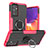 Funda Bumper Silicona y Plastico Mate Carcasa con Magnetico Anillo de dedo Soporte J01X para Samsung Galaxy A82 5G Rosa Roja