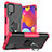 Funda Bumper Silicona y Plastico Mate Carcasa con Magnetico Anillo de dedo Soporte J01X para Samsung Galaxy F62 5G Rosa Roja