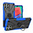 Funda Bumper Silicona y Plastico Mate Carcasa con Magnetico Anillo de dedo Soporte J01X para Samsung Galaxy M33 5G Azul