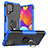 Funda Bumper Silicona y Plastico Mate Carcasa con Magnetico Anillo de dedo Soporte J01X para Samsung Galaxy M62 4G Azul