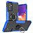 Funda Bumper Silicona y Plastico Mate Carcasa con Magnetico Anillo de dedo Soporte J01X para Samsung Galaxy Quantum2 5G Azul