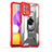 Funda Bumper Silicona y Plastico Mate Carcasa con Magnetico Anillo de dedo Soporte J02S para Samsung Galaxy F22 4G Rojo