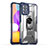 Funda Bumper Silicona y Plastico Mate Carcasa con Magnetico Anillo de dedo Soporte J02S para Samsung Galaxy M22 4G Azul