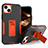 Funda Bumper Silicona y Plastico Mate Carcasa con Magnetico Anillo de dedo Soporte J03S para Apple iPhone 14 Plus Naranja