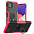 Funda Bumper Silicona y Plastico Mate Carcasa con Magnetico Anillo de dedo Soporte JX1 para Samsung Galaxy F42 5G Rosa Roja