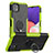 Funda Bumper Silicona y Plastico Mate Carcasa con Magnetico Anillo de dedo Soporte JX1 para Samsung Galaxy F42 5G Verde