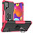 Funda Bumper Silicona y Plastico Mate Carcasa con Magnetico Anillo de dedo Soporte JX1 para Samsung Galaxy M62 4G Rosa Roja