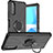 Funda Bumper Silicona y Plastico Mate Carcasa con Magnetico Anillo de dedo Soporte JX1 para Sony Xperia 10 III Negro