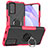 Funda Bumper Silicona y Plastico Mate Carcasa con Magnetico Anillo de dedo Soporte JX1 para Xiaomi Redmi 9T 4G Rosa Roja