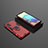 Funda Bumper Silicona y Plastico Mate Carcasa con Magnetico Anillo de dedo Soporte KC1 para Samsung Galaxy A71 5G Rojo