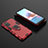 Funda Bumper Silicona y Plastico Mate Carcasa con Magnetico Anillo de dedo Soporte KC1 para Xiaomi Redmi Note 10S 4G Rojo