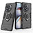 Funda Bumper Silicona y Plastico Mate Carcasa con Magnetico Anillo de dedo Soporte KC2 para OnePlus Ace 2 Pro 5G Negro