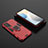Funda Bumper Silicona y Plastico Mate Carcasa con Magnetico Anillo de dedo Soporte KC2 para Vivo X60 Pro 5G Rojo