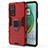 Funda Bumper Silicona y Plastico Mate Carcasa con Magnetico Anillo de dedo Soporte KC2 para Xiaomi Mi 10T 5G Rojo
