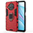 Funda Bumper Silicona y Plastico Mate Carcasa con Magnetico Anillo de dedo Soporte KC2 para Xiaomi Mi 10T Lite 5G Rojo