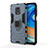 Funda Bumper Silicona y Plastico Mate Carcasa con Magnetico Anillo de dedo Soporte KC2 para Xiaomi Poco M2 Pro Azul