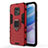 Funda Bumper Silicona y Plastico Mate Carcasa con Magnetico Anillo de dedo Soporte KC2 para Xiaomi Redmi 10X 5G Rojo