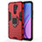 Funda Bumper Silicona y Plastico Mate Carcasa con Magnetico Anillo de dedo Soporte KC2 para Xiaomi Redmi 9 Rojo