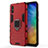Funda Bumper Silicona y Plastico Mate Carcasa con Magnetico Anillo de dedo Soporte KC2 para Xiaomi Redmi 9AT Rojo