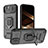 Funda Bumper Silicona y Plastico Mate Carcasa con Magnetico Anillo de dedo Soporte KC3 para Apple iPhone 13 Negro