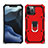 Funda Bumper Silicona y Plastico Mate Carcasa con Magnetico Anillo de dedo Soporte M01 para Apple iPhone 12 Pro Rojo