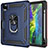 Funda Bumper Silicona y Plastico Mate Carcasa con Magnetico Anillo de dedo Soporte MQ1 para Apple iPad Pro 11 (2020) Azul