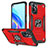 Funda Bumper Silicona y Plastico Mate Carcasa con Magnetico Anillo de dedo Soporte MQ1 para Oppo A76 Rojo