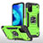 Funda Bumper Silicona y Plastico Mate Carcasa con Magnetico Anillo de dedo Soporte MQ1 para Samsung Galaxy A02s Verde
