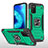 Funda Bumper Silicona y Plastico Mate Carcasa con Magnetico Anillo de dedo Soporte MQ1 para Samsung Galaxy A02s Verde Noche