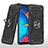 Funda Bumper Silicona y Plastico Mate Carcasa con Magnetico Anillo de dedo Soporte MQ1 para Samsung Galaxy A30 Negro