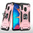 Funda Bumper Silicona y Plastico Mate Carcasa con Magnetico Anillo de dedo Soporte MQ1 para Samsung Galaxy A30 Oro Rosa